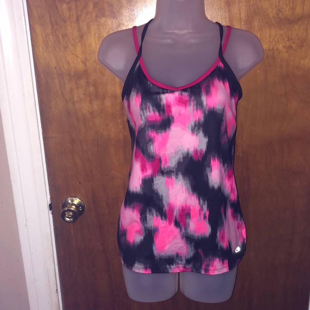 Women's Pink and Black Strappy Top